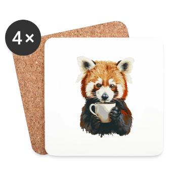 Roter Panda - Untersetzer (4er-Set) - Weiß - Vorne
