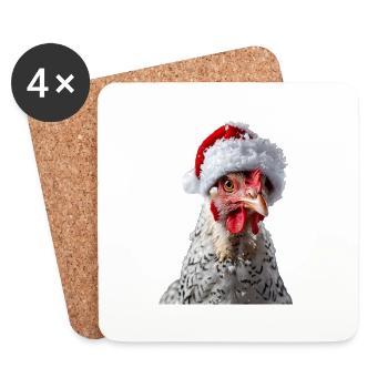 Huhn - Untersetzer (4er-Set) - Weiß - Vorne