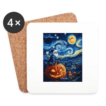 Halloween Gift Pumpkin with Santa Hat Decoration - Coasters (set of 4) - white - Front