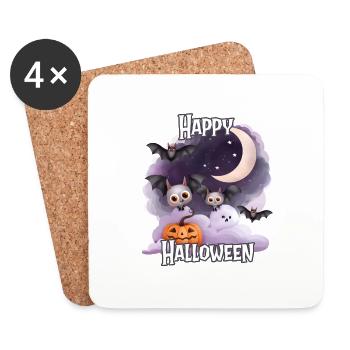 Halloween – Joyeux Halloween Chauves-souris mignonnes - Dessous de verre (lot de 4) - blanc - Devant