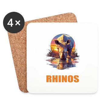Rhino Nashörner Nashorn - Untersetzer (4er-Set) - Weiß - Vorne