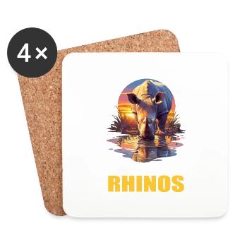 Rhino Nashörner Nashorn - Untersetzer (4er-Set) - Weiß - Vorne