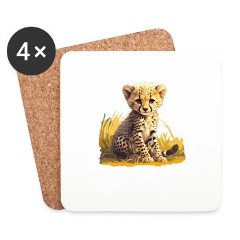 Cheetah Geparde Gepard - Untersetzer (4er-Set) - Weiß - Vorne