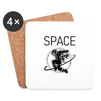 Space Astronaut Weltraum Aliens - Untersetzer (4er-Set) - Weiß - Vorne