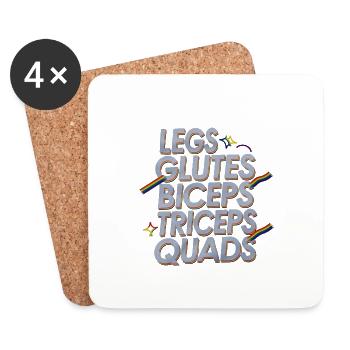 Legs Glutes Biceps Triceps Quads 4 - Untersetzer (4er-Set) - Weiß - Vorne