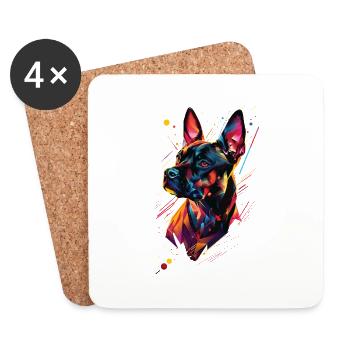 Chien - Dessous de verre (lot de 4) - blanc - Devant