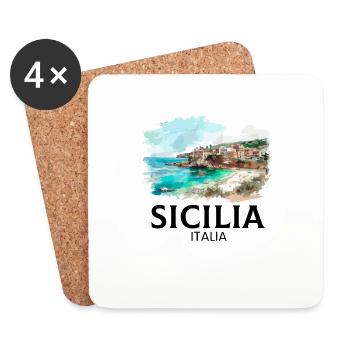 Sicilia Italia, sicilian - Untersetzer (4er-Set) - Weiß - Vorne