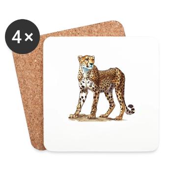 Cheetah Geparde Gepard - Untersetzer (4er-Set) - Weiß - Vorne