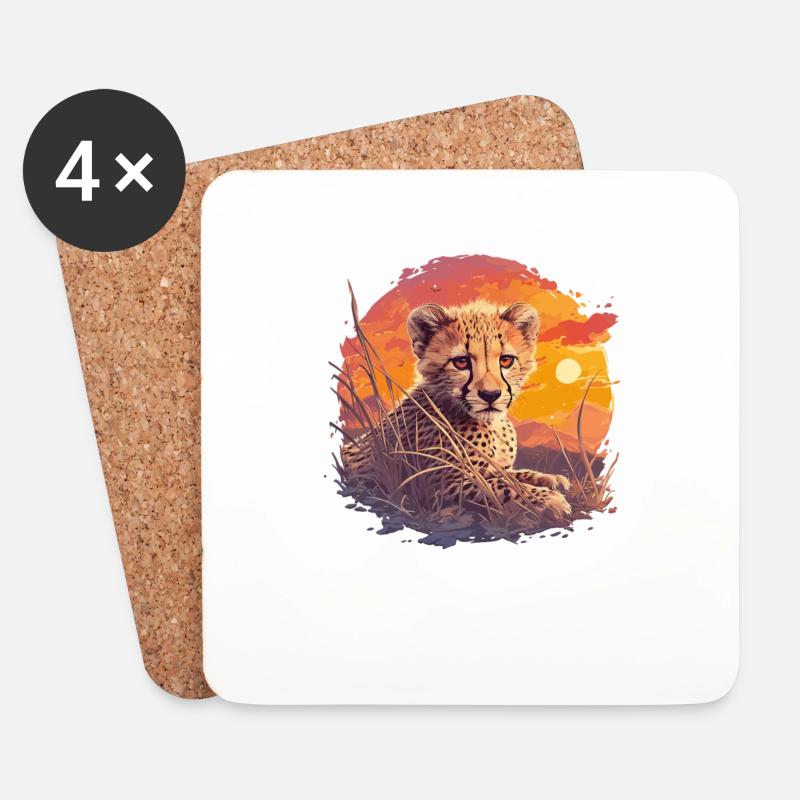 Cheetah Geparde Gepard - Untersetzer (4er-Set) - Weiß