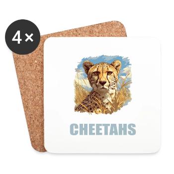 Cheetah Geparde Gepard - Untersetzer (4er-Set) - Weiß - Vorne