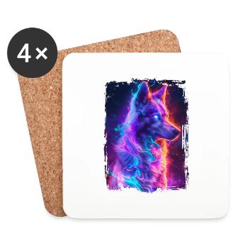 Chien - Dessous de verre (lot de 4) - blanc - Devant
