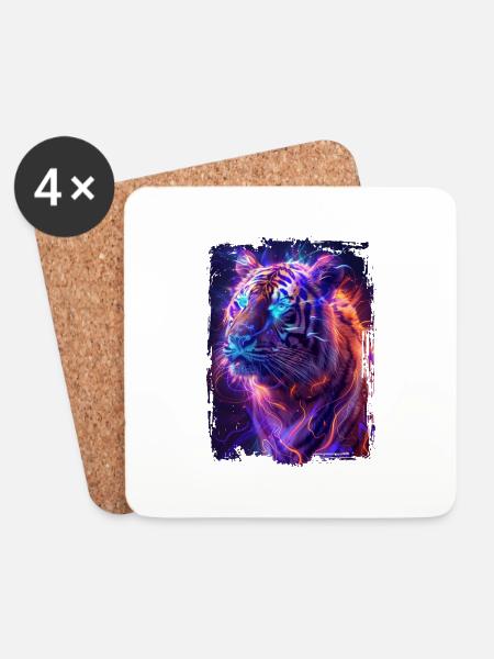 Tiger - Untersetzer (4er-Set) - Weiß