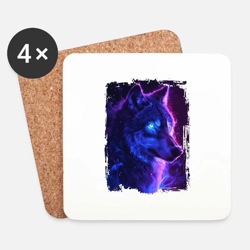 Wolf - Coasters (set of 4) - white