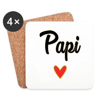 PAPY. FÊTE DES PÈRES. BONNE FÊTE PAPY. JE T'AIME. - Dessous de verre (lot de 4) - blanc - Devant