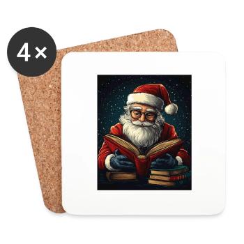 Weihnachtsmann Frauen Männer Kinder Weihnachten - Untersetzer (4er-Set) - Weiß - Vorne