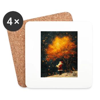 Weihnachtsmann Frauen Männer Kinder Weihnachten - Untersetzer (4er-Set) - Weiß - Vorne