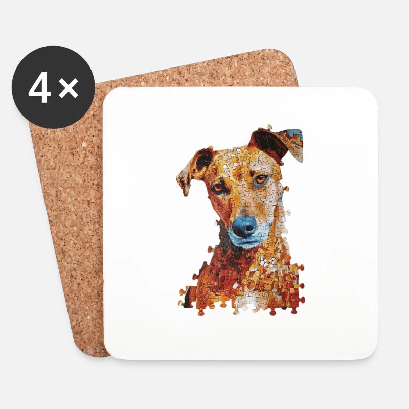 Hund - Untersetzer (4er-Set) - Weiß