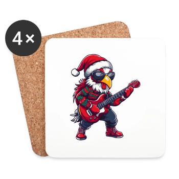 Guitare de Noël Coq - Dessous de verre (lot de 4) - blanc - Devant