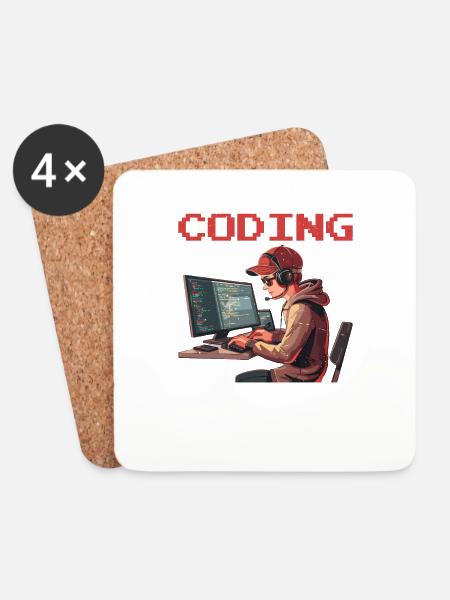 Coding Mode On 2 - Untersetzer (4er-Set) - Weiß