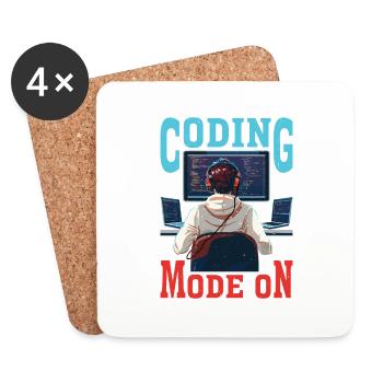 Coding Mode On - Untersetzer (4er-Set) - Weiß - Vorne