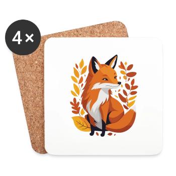 Fox in Autumn #4 - Coasters (set of 4) - white - Front