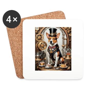 Steampunk Corgi Aristocrat Steampunk Corgi - Coasters (set of 4) - white - Front