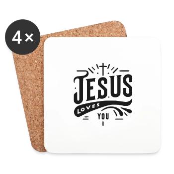 Jesus liebt dich - Untersetzer (4er-Set) - Weiß - Vorne