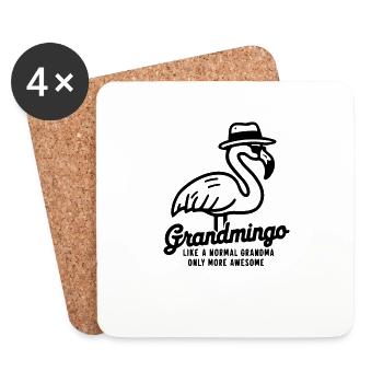 Grandmingo - Oma mit Flamingo-Vibes und Style - Untersetzer (4er-Set) - Weiß - Vorne