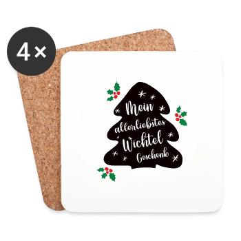 Weihnacht Wichtelspiel Wichteln Julklapp - Untersetzer (4er-Set) - Weiß - Vorne