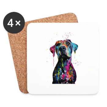 Hund - Untersetzer (4er-Set) - Weiß - Vorne
