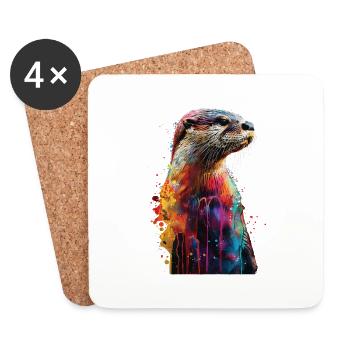 Otter - Untersetzer (4er-Set) - Weiß - Vorne