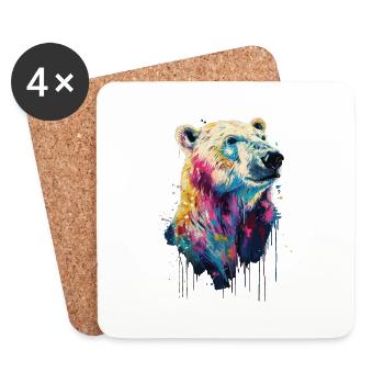 Ours blanc - Dessous de verre (lot de 4) - blanc - Devant