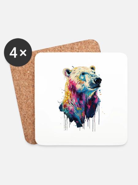 Eisbär - Untersetzer (4er-Set) - Weiß