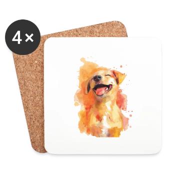 Chien - Dessous de verre (lot de 4) - blanc - Devant