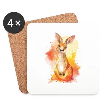 Kangaroo - Coasters (set of 4) - white - Front