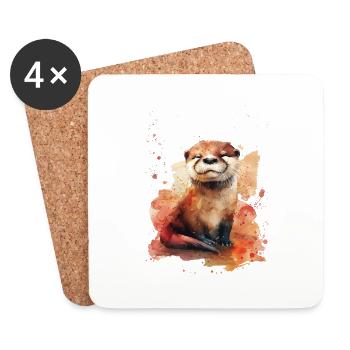 Otter - Untersetzer (4er-Set) - Weiß - Vorne