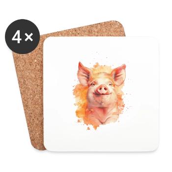 Pig - Coasters (set of 4) - white - Front