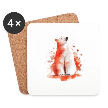Ours blanc - Dessous de verre (lot de 4) - blanc - Devant
