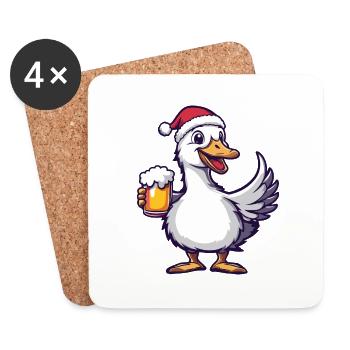 Gans Bier Xmas Weihnachten - Untersetzer (4er-Set) - Weiß - Vorne