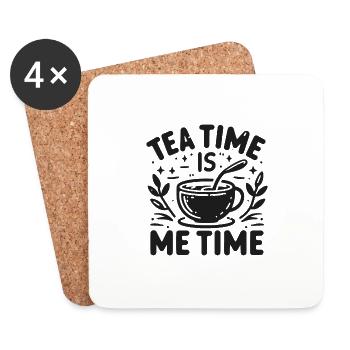 Tea Time ist Zeit für mich - Untersetzer (4er-Set) - Weiß - Vorne