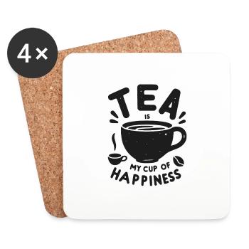 Tee ist meine Tasse Glück - Untersetzer (4er-Set) - Weiß - Vorne