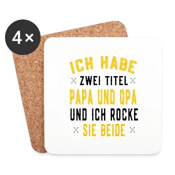 Vatertag Ich habe zwei Titel Papa und Opa - Untersetzer (4er-Set) - Weiß - Vorne