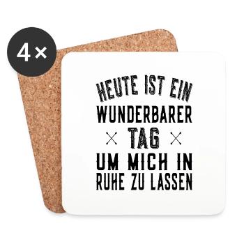 Tag um mich in Ruhe zu lassen - Lustiger Spruch - Untersetzer (4er-Set) - Weiß - Vorne