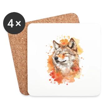 Loup - Dessous de verre (lot de 4) - blanc - Devant