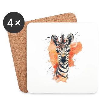 Zebra - Untersetzer (4er-Set) - Weiß - Vorne
