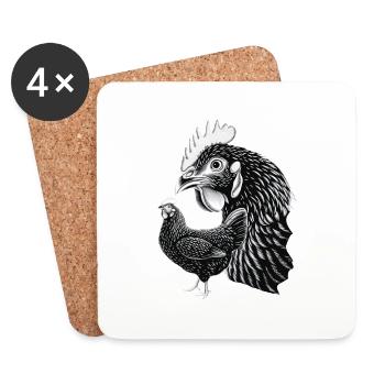 Huhn - Untersetzer (4er-Set) - Weiß - Vorne
