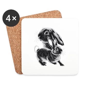 Lapin - Dessous de verre (lot de 4) - blanc - Devant