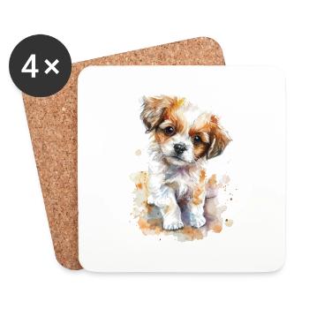 Hund - Untersetzer (4er-Set) - Weiß - Vorne