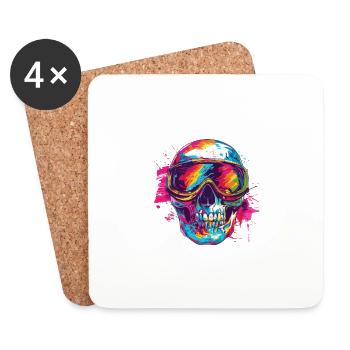 Ski Ski Goggles Skull - Coasters (set of 4) - white - Front