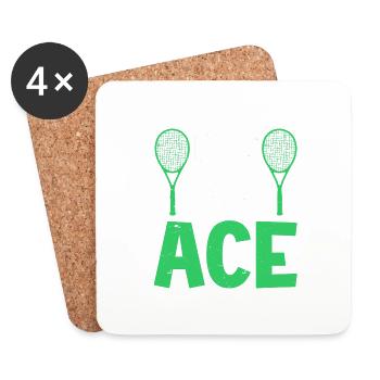 Joueur de tennis - Dessous de verre (lot de 4) - blanc - Devant